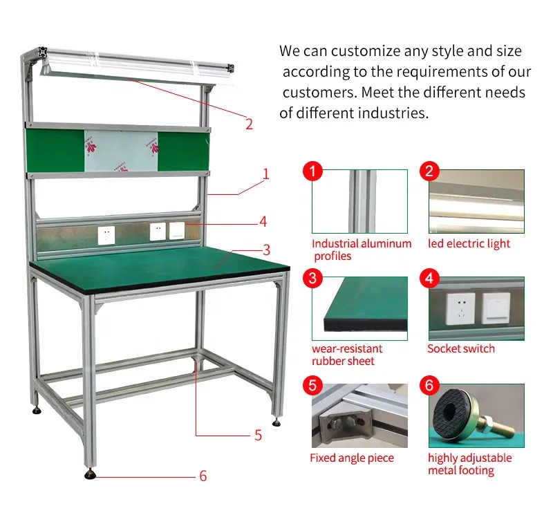 competitive price esd board heavy duty industrial workbench antistatic desk assembly anti static light duty aluminum workbench 5